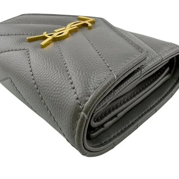 Saint Laurent Stitch Trifold Wallet Gray - Picture 6 of 8